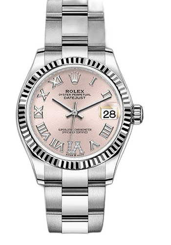 Rolex Datejust 31 White Rolesor — Pink Roman Diamond-6 Dial, Fluted Bezel | Ref. 278274