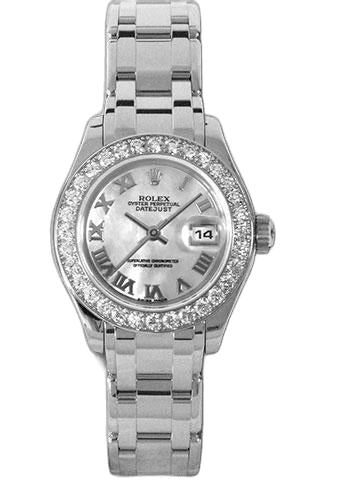 Rolex Datejust Pearlmaster White Gold — 32 Diamond Bezel Mother-of-Pearl Roman | Ref. 80299