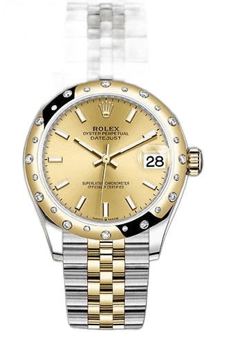 Rolex Datejust Yellow Rolesor — Champagne Index Dial, Domed Diamond Bezel | Ref. 278343