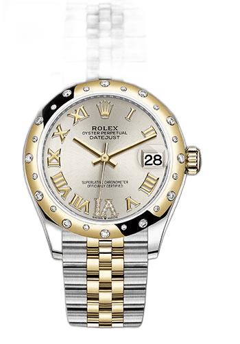 Rolex Datejust 31 Yellow Rolesor — Silver Diamond Roman Six Dial | Domed Diamond Bezel