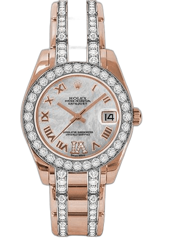 Rolex Datejust Pearlmaster Gold — White MOP Roman Dial | Ref. 81285