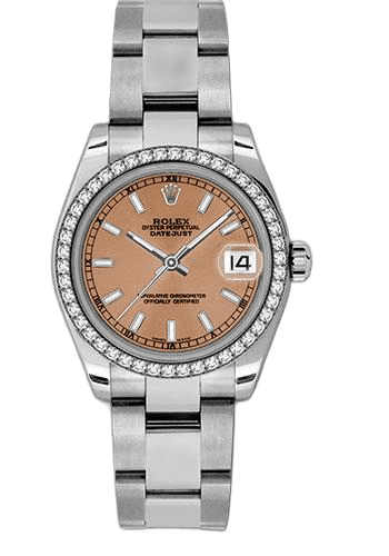 Rolex Datejust 31 White Rolesor — Pink Index Dial, 46-Diamond Bezel | Ref. 178384