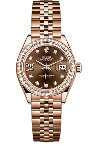 Rolex Lady-Datejust 28 Everose Gold — Chocolate Diamond Star Dial, 44-Diamond Bezel | Ref. 279135RBR