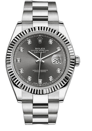 Rolex Datejust 41 White Rolesor — Dark Rhodium Diamond Dial | Ref. 126334