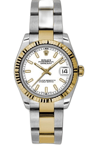 Rolex Datejust 31 Yellow Rolesor Fluted Bezel — White Index Dial | Ref. 178273