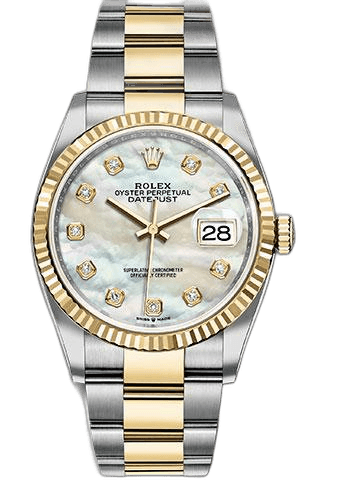 Rolex Datejust Yellow Rolesor — White Mother-of-Pearl Diamond Dial | Ref. 126233