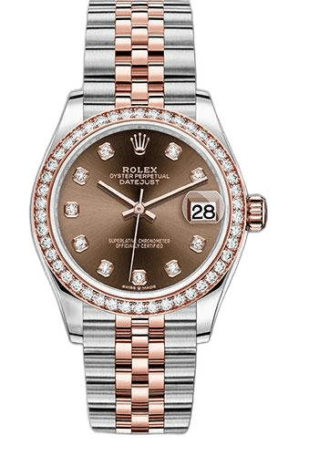 Rolex Datejust 31 Everose Rolesor — Chocolate Diamond Dial, 46-Diamond Bezel | Ref. 278381RBR