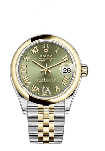 Rolex Datejust 31 Yellow Rolesor — Olive Green Diamond Roman Six Dial