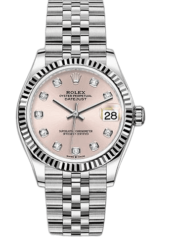 Rolex Datejust 31 White Rolesor — Pink Diamond Dial, Fluted Bezel | Ref. 278274