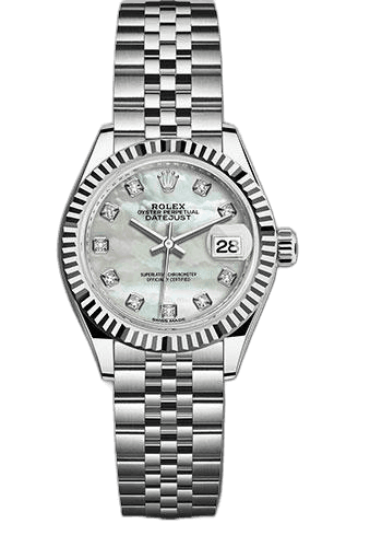 Rolex Lady-Datejust White Rolesor — White MOP Diamond Dial, Fluted Bezel | Ref. 279174