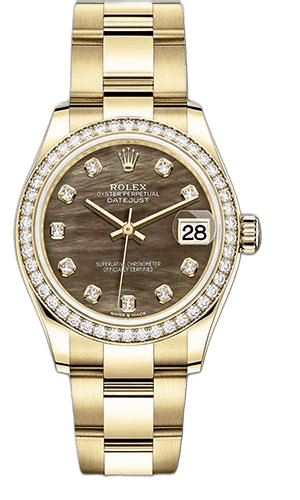 Rolex Datejust 31 Yellow Gold — Dark Mother-of-Pearl Diamond Dial | Ref. 278288RBR