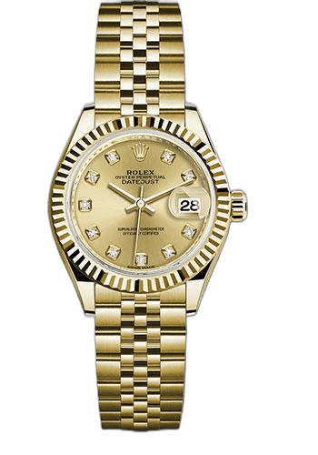 Rolex Lady-Datejust 28 Yellow Gold — Champagne Diamond Dial | Ref. 279178