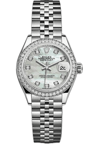 Rolex Lady-Datejust White Rolesor — White Mother-Of-Pearl Diamond Dial, 44-Diamond Bezel | Ref. 279384RBR
