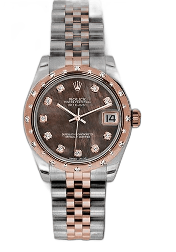 Rolex Datejust 31 Everose Rolesor — Dark Mother-of-Pearl Diamond Dial with 24-Diamond Bezel | Ref. 178341