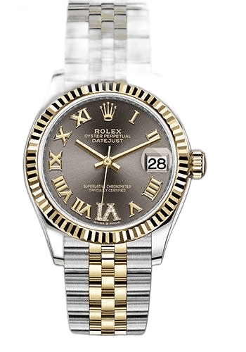 Rolex Datejust 31 Yellow Rolesor — Dark Grey Diamond Roman Six Dial