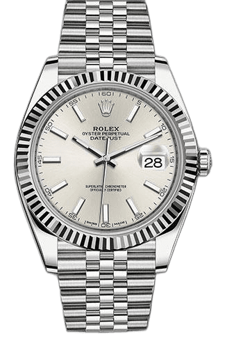 Rolex Datejust White Rolesor — Silver Index Dial, Fluted Bezel | Ref. 126334