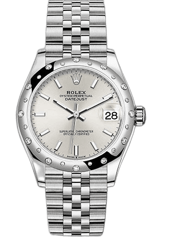 Rolex Datejust 31 White Rolesor — Silver Index Dial with Domed 24-Diamond Bezel | Ref. 278344RBR