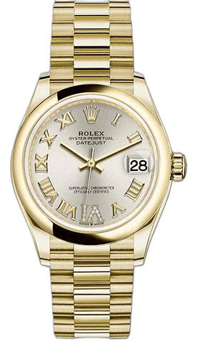 Rolex Datejust 31 Yellow Gold — Silver Diamond Six Dial