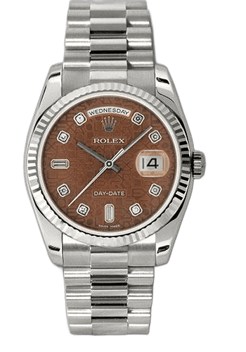 Rolex Day-Date 36 White Gold — Havana Brown Diamond Dial | Ref. 118239