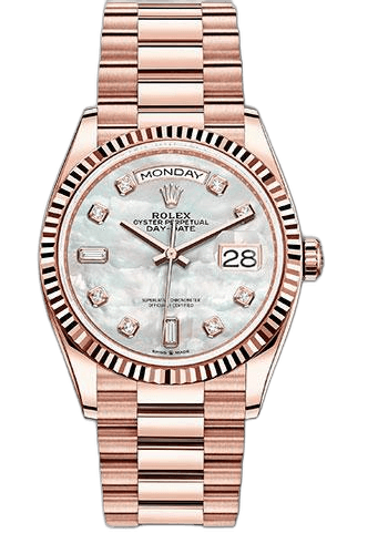 Rolex Day-Date 36 Everose Gold — Mother-of-Pearl Diamond Dial | Ref. 128235