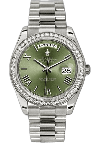 Rolex Day-Date 40 White Gold — Olive Green Bevelled Roman Dial | Ref. 228349RBR