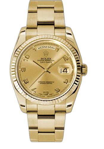 Rolex Day-Date 36 Yellow Gold — Champagne Arabic Dial, Fluted Bezel | Ref. 118238 (2)
