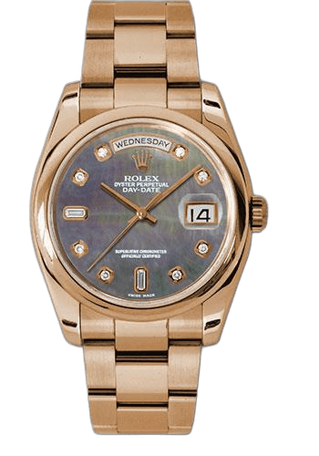 Rolex Day-Date 36 Gold — Dark Mother-of-Pearl Diamond Dial | Ref. 118205