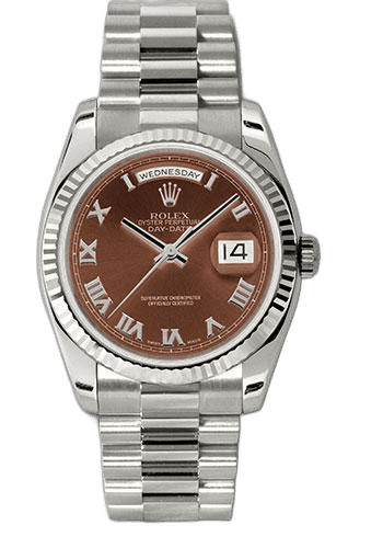 Rolex Day-Date 36 White Gold — Havana Brown Index Dial | Ref. 118239