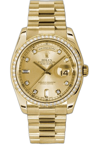 Rolex Day-Date 36 Yellow Gold — Champagne Diamond Dial | Ref. 118348