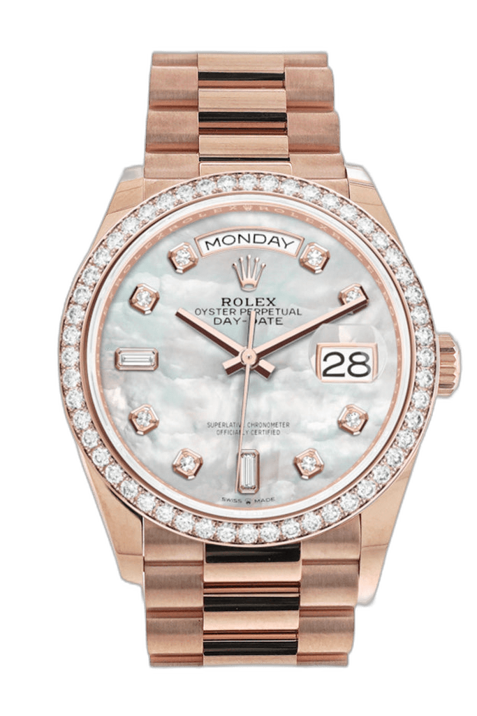 Rolex Day-Date Gold — Pearl Diamond Dial | Ref. 128345RBR