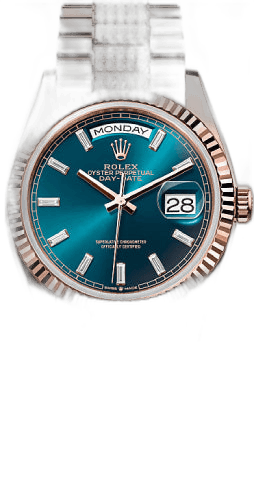 Rolex Day-Date 36 Everose Gold — Blue-Green Diamond Dial | Ref. 128235