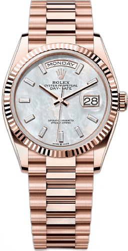 Rolex Day-Date 36 Everose Gold — White MOP Diamond-Set Dial | Ref. 128235