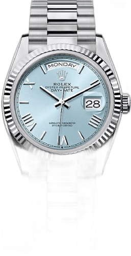 Rolex Day-Date 36 Platinum — Ice Blue Dial | Ref. 128236