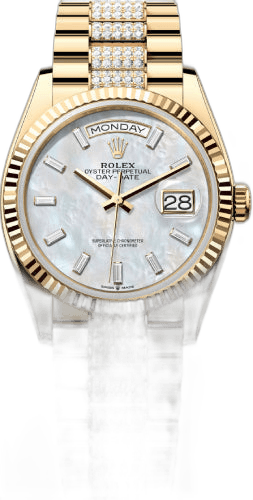 Rolex Day-Date 36 Yellow Gold — White MOP Diamond Dial | Ref. 128238