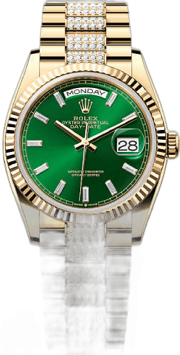 Rolex Day-Date 36 Yellow Gold — Bright Green Diamond Dial | Ref. 128238