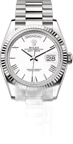 Rolex Day-Date 36 18 ct White Gold — White Roman Dial | Ref. 128239