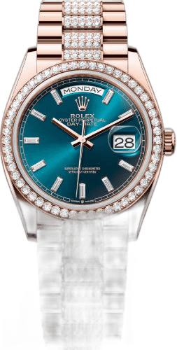 Rolex Day-Date 36 Everose Gold — Blue-Green Diamond Dial | Ref. 128345RBR