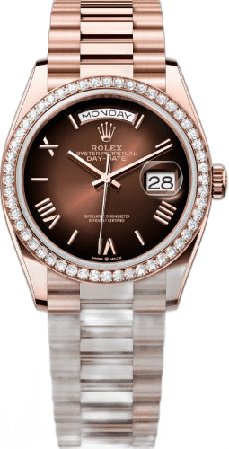 Rolex Day-Date 36 Everose Gold — Brown Ombré Dial Diamond Bezel | Ref. 128345RBR