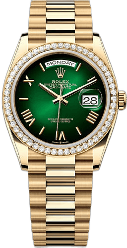 Rolex Day-Date 36 Yellow Gold — Green Ombré Dial | Ref. 128348RBR
