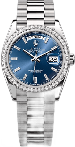 Rolex Day-Date 36 Yellow Gold — Bright Blue Diamond-Set Dial | Ref. 128349RBR