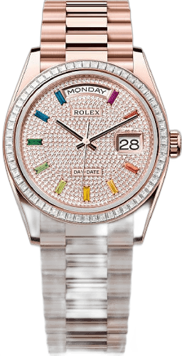 Rolex Day-Date 36 Everose Gold — Turquoise Diamond-Set Dial | Ref. 128395TBR