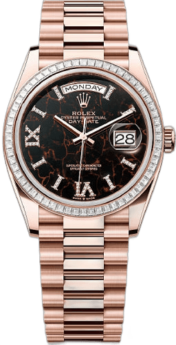 Rolex Day-Date 36 Everose Gold — Eisenkiesel Diamond-Set Dial, Diamond Bezel | Ref. 128395TBR