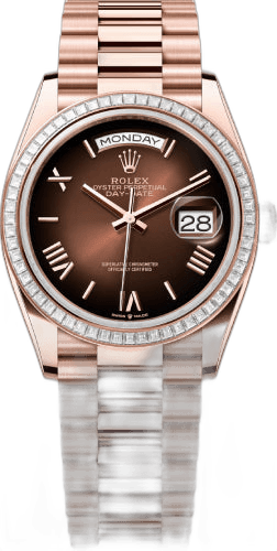 Rolex Day-Date 36 Everose Gold — Brown Ombré Dial, Diamond Bezel | Ref. 128395TBR