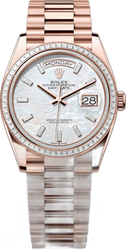 Rolex Day-Date 36 Everose Gold — White MOP Diamond Dial | Ref. 128395TBR