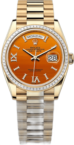 Rolex Day-Date 36 Yellow Gold — Carnelian Diamond Dial | Ref. 128398TBR
