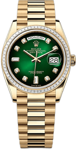 Rolex Day-Date 36 18ct Yellow Gold — Green Ombré Diamond Dial | Ref. 128398TBR