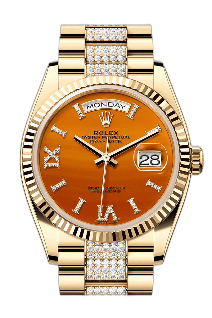 Rolex Day-Date 36 Yellow Gold — Carnelian Dial | Ref. 128238