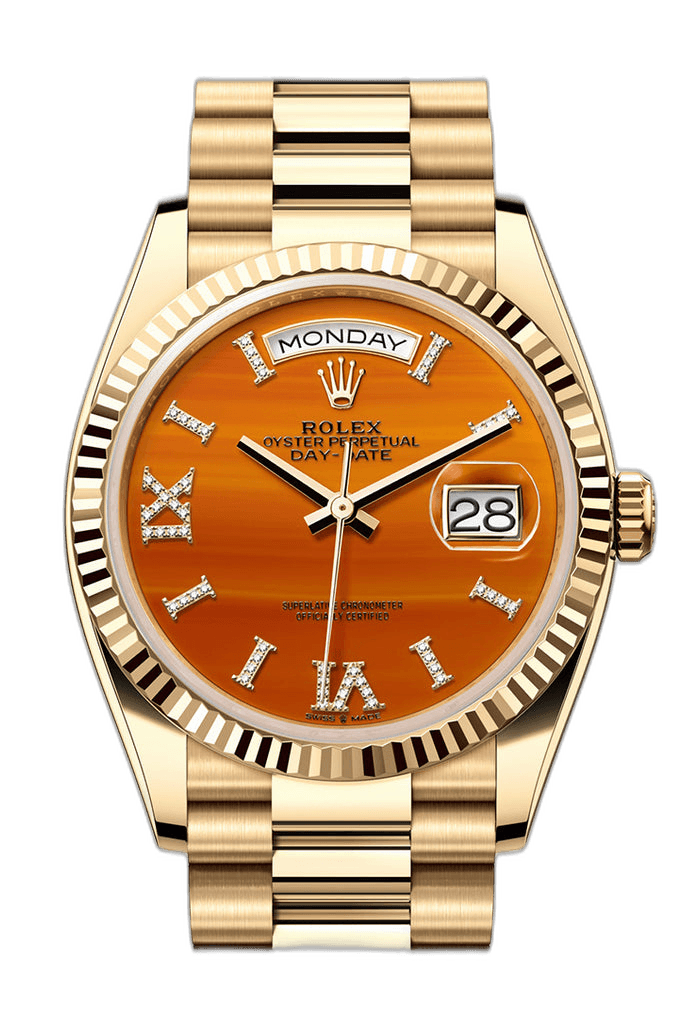 Rolex Day-Date 36 Yellow Gold — Carnelian Dial | Ref. 128238