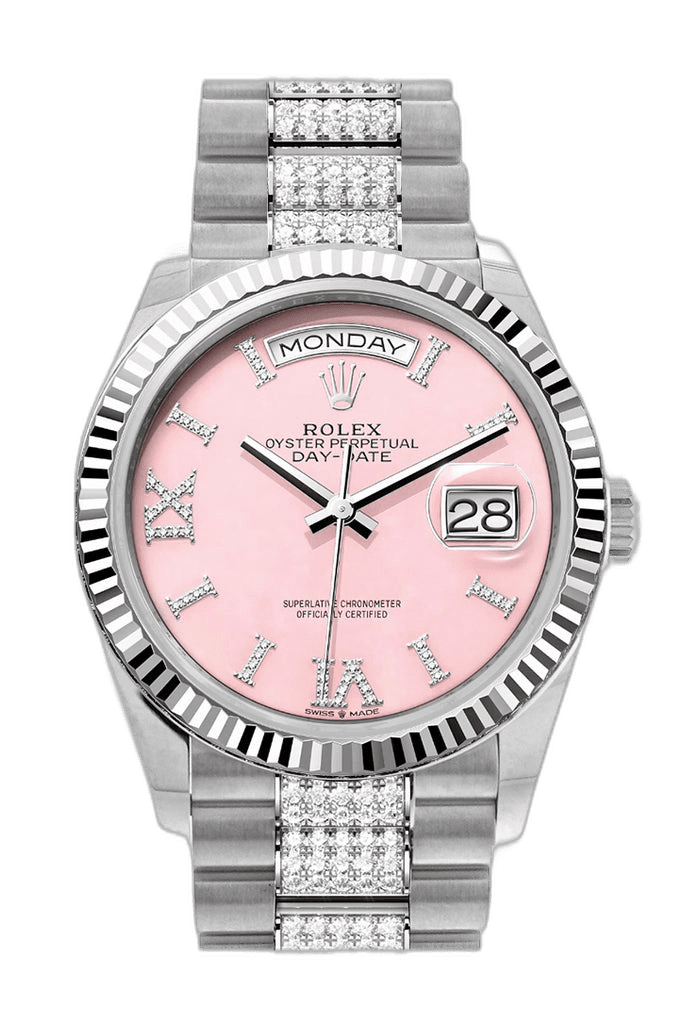 Rolex Day-Date 36 White Gold — Opal Diamond Dial | Ref. 128239