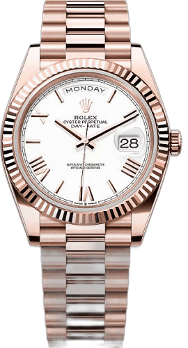 Rolex Day-Date 40 Everose Gold — White Roman Dial | Ref. 228235